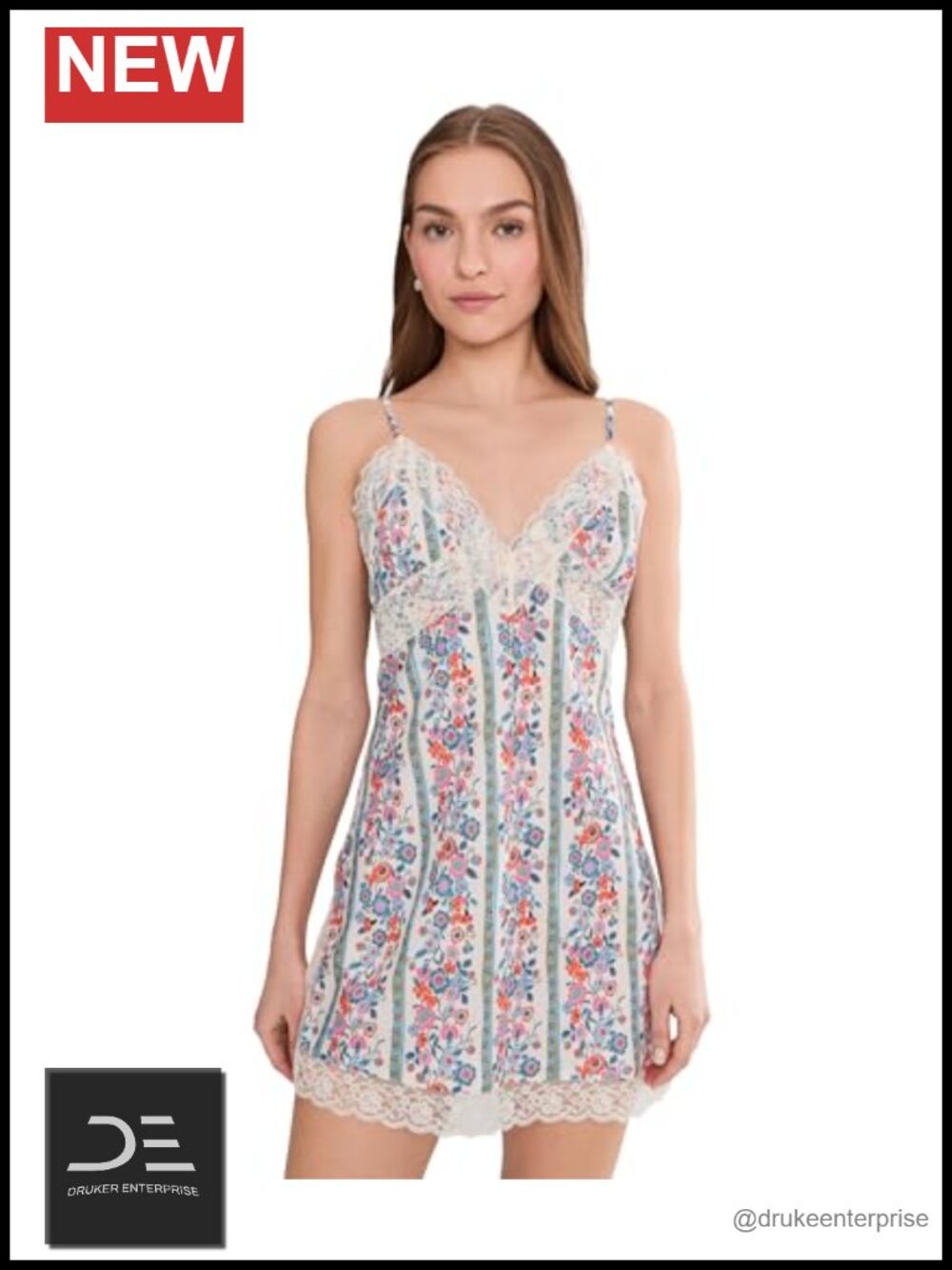 Lace Trim Floral Mini Slip Dress